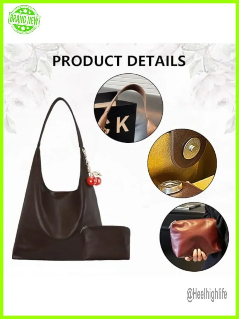 Vegan Hobo Bag PU Leather Slouchy Designer Crossbody Tote Handbag